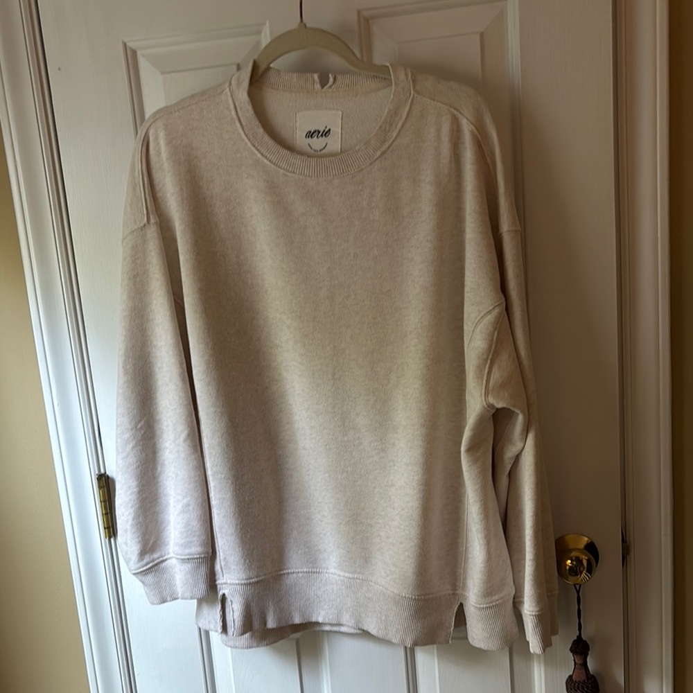 Aerie Cream Sweatshirt Relaxed Fit